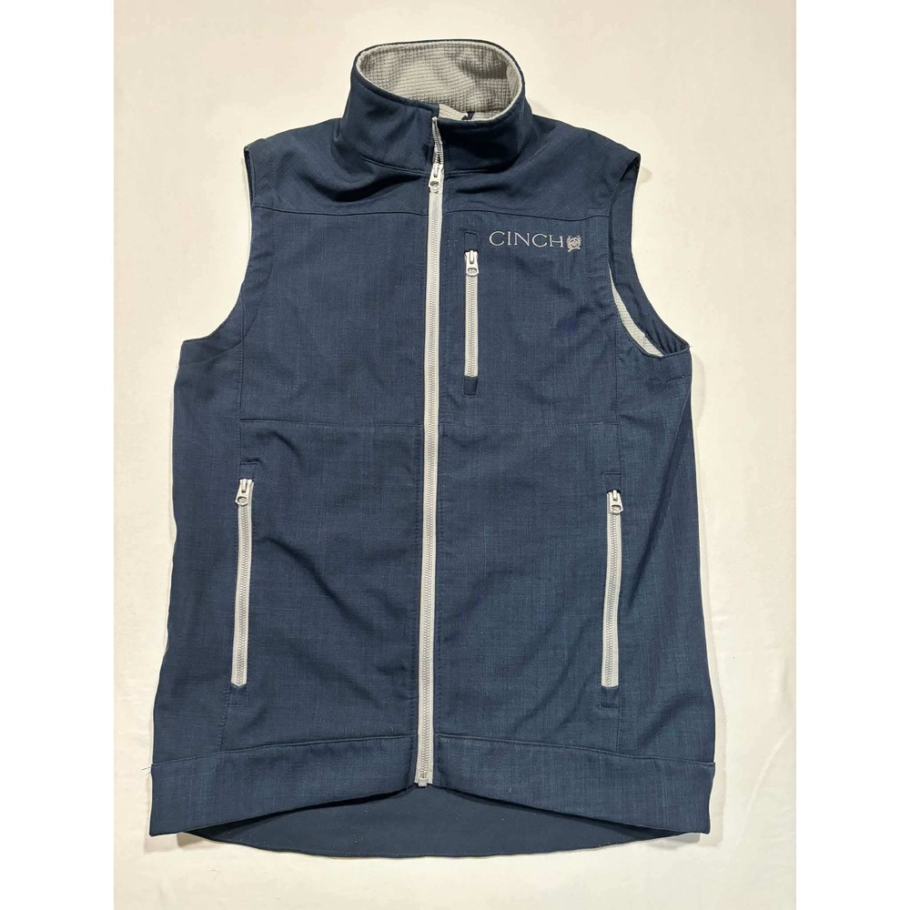 Cinch Mens Bonded Softshell Vest‎ Navy Blue Full Zip Fleece Lined XS
